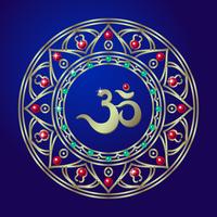 Om or Aum Indian sacred sound, original mantra, a word of power. vector