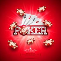 Casino Illustration with poker card and playing chips vector