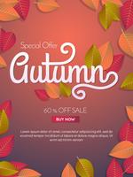 autumn sale template banner Vector background