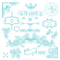 Vintage label set, Hand-drawn doodles  vector