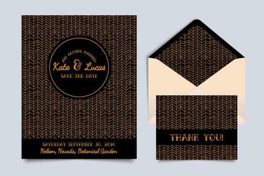 Wedding invitation card Art Deco vector