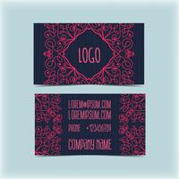 Business card with floral ornament, monogram vector