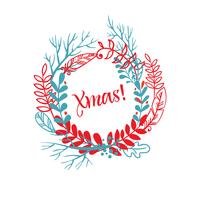 Wreath of hand drawn xmas vector