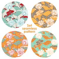 Elegant Water Lilies, Nymphaea seamless floral pattern vector