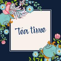 Time to drink tea. Trendy poster  vector