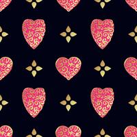 Seamless  gold pattern with hearts.  vector