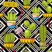 Tendencia de los patrones de cactus. vector