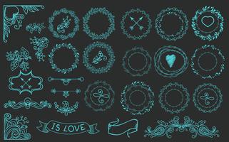 Collection of handdrawn laurels and wreaths.  vector