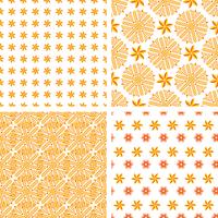 Set orange abstract seamless pattern  vector