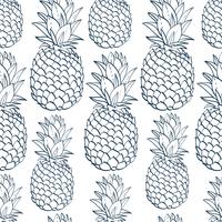 Exotic seamless pattern with silhouettes tropical fruit pineapples. vector