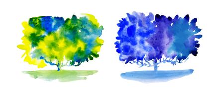 Set of watercolor trees.   vector