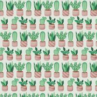 Vector Potted Plants Seamless Pattern