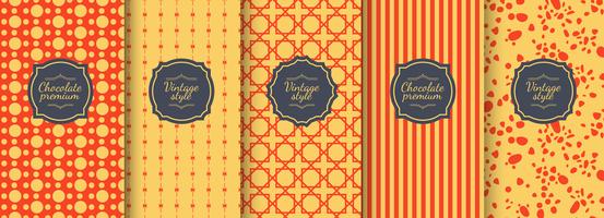 Set of red vintage seamless backgrounds for luxury packaging design. vector