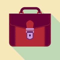 Briefcase icon, leather portfolio, flat design. vector