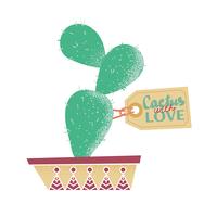 Cactus in a pot.  Print. vector