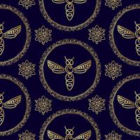 Seamless pattern with Bee vector