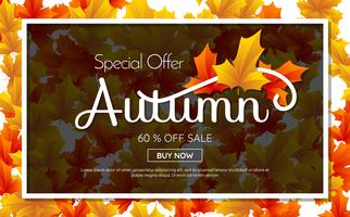 autumn sale template banner Vector background