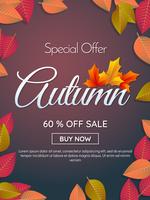 otoño venta plantilla banner vector de fondo