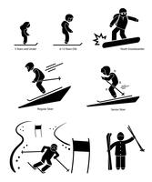 Esquiadores Esquí Esquí Personas Edad Categoría División Figura de palo Icono de pictograma vector