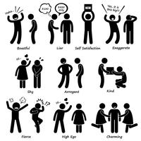 Human Man Character Behaviour Stick Figure Pictogram Icons. vector