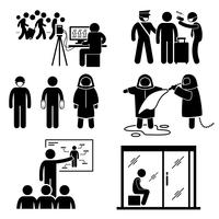 Control Diseases Virus Transmission Outbreak Stick Figure Pictogram Icons. vector