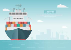 Sea transportation logistic vector