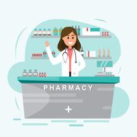 pharmacy with nurse in counter