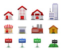 Real Estates Property Icons Vector.