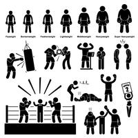 Boxeo Boxer Stick figura pictograma icono. vector