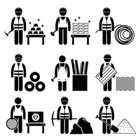 Commodities Precious Industrial Metal Stick Figure Pictogram Icons. vector