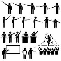 Speaker Presentation Teaching Speech Stick Figure Pictogram Icon. vector