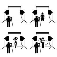 Photographer Studio Photography Shoot Stick Figure Pictogram Icon. vector