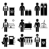 Commodities Energy Fuel Power Stick Figure Pictogram Icons. vector