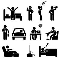 Man Daily Routine Icon Sign Symbol Pictogram. vector