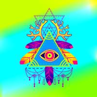 
All-seeing eye pyramid symbol. vector