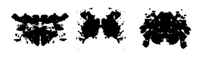 Rorschach inkblot test  symmetrical abstract ink stains vector