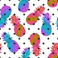 Pineapple creative trendy seamless pattern vector