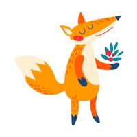 Cartoon red  fox.  vector