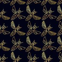 Seamless pattern with gold Bee vector