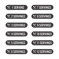 Icons set of number of servings for food products vector