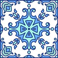 Portuguese azulejo tiles. Blue and white gorgeous seamless patte vector