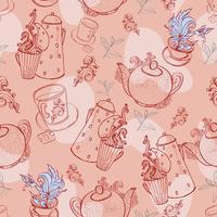 vintage tea porcelain. seamless pattern vector