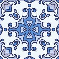 Portuguese azulejo tiles. Blue and white gorgeous seamless patte vector
