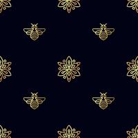 Seamless pattern with gold Bee vector