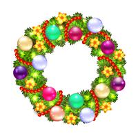 Christmas wreath with fir and holly vector