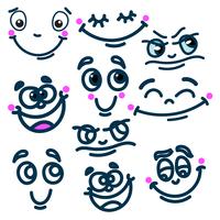 Conjunto de emociones de cara de dibujos animados vector