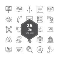 conjunto de iconos de línea SEO optimización de motores de búsqueda vector