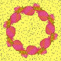 Pineapple creative trendy art wreath. vector