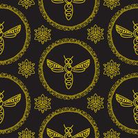 Seamless pattern with Bee vector