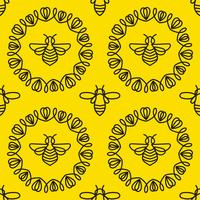 Patrón sin fisuras con la abeja vector